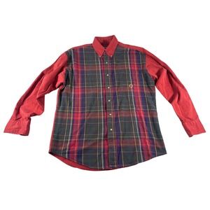 Wrangler TwentyX Mens Plaid Colorblock Western Button Down Shirt Red Large ML